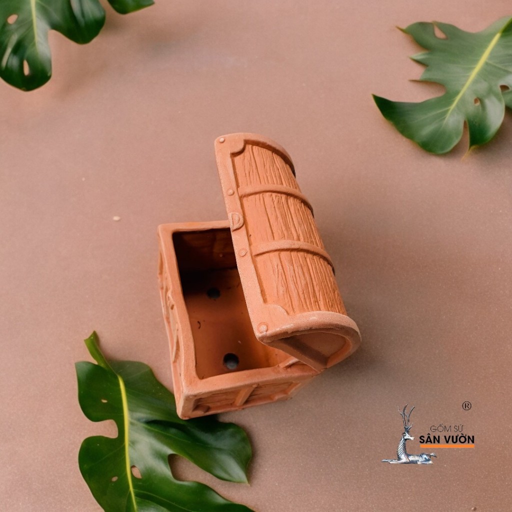 Chậu Gốm Đất Nung Hình Chiếc Rương Kho Báu - Gốm Sứ Sân Vườn