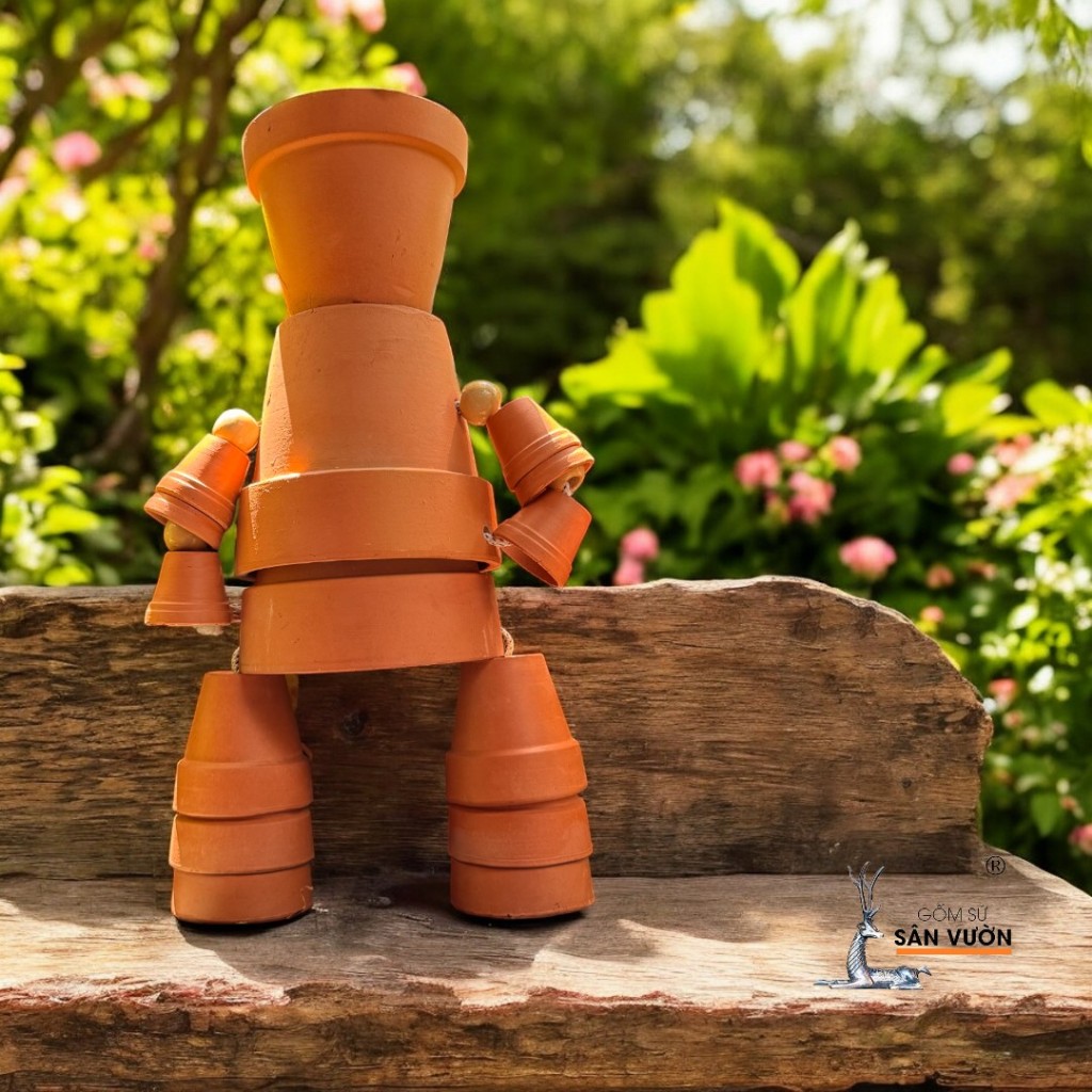 Chậu Gốm Đất Nung Hình Người Potman - Gốm Sứ Sân Vườn