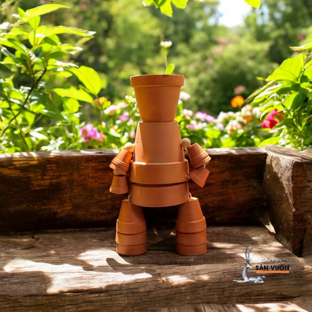 Chậu Gốm Đất Nung Hình Người Potman - Gốm Sứ Sân Vườn