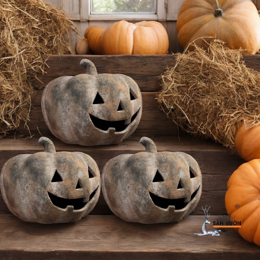 Tượng Gốm Đất Nung Bí Ngô Lùn PumKin - Gốm Sứ Sân Vườn