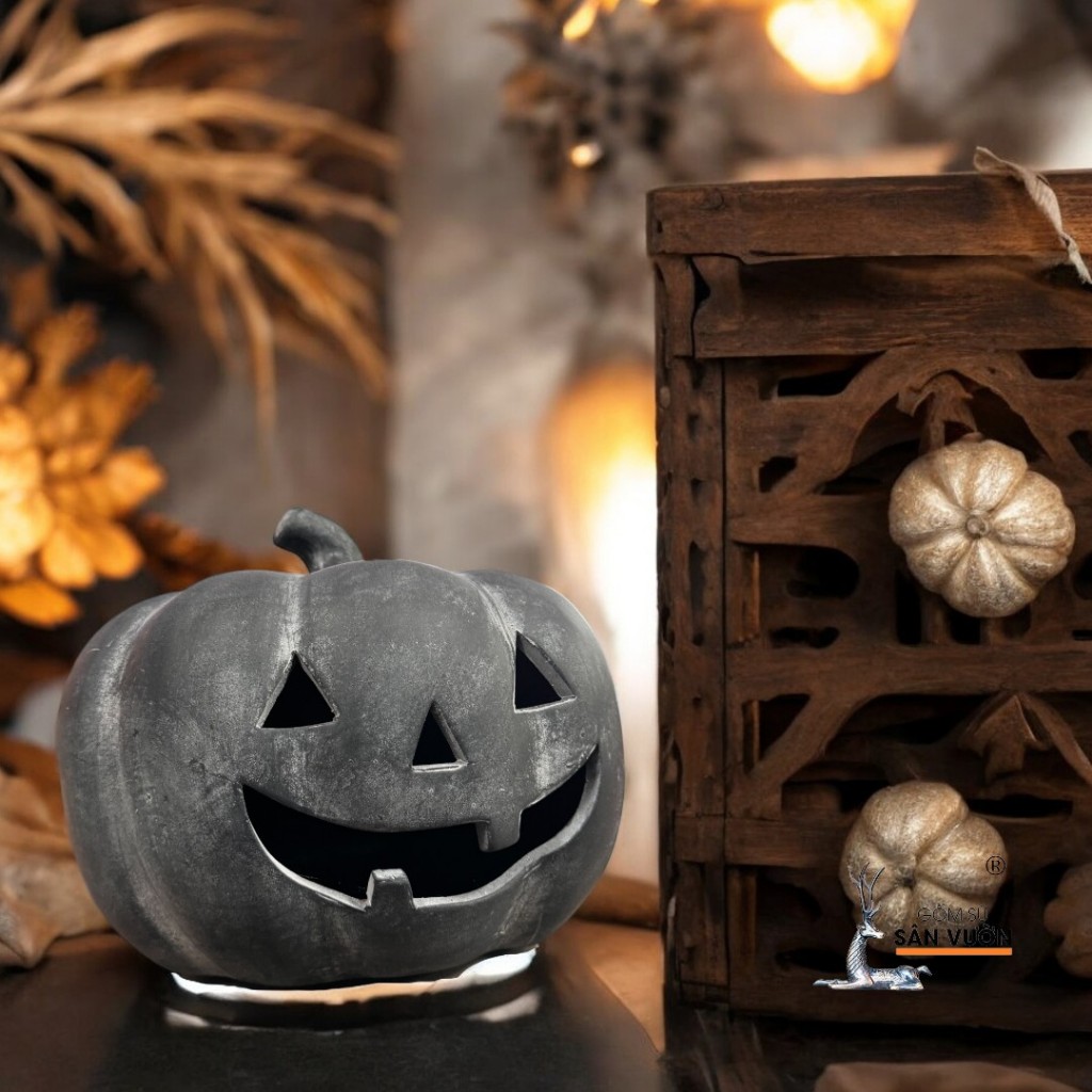Tượng Gốm Đất Nung Bí Ngô Lùn PumKin - Gốm Sứ Sân Vườn