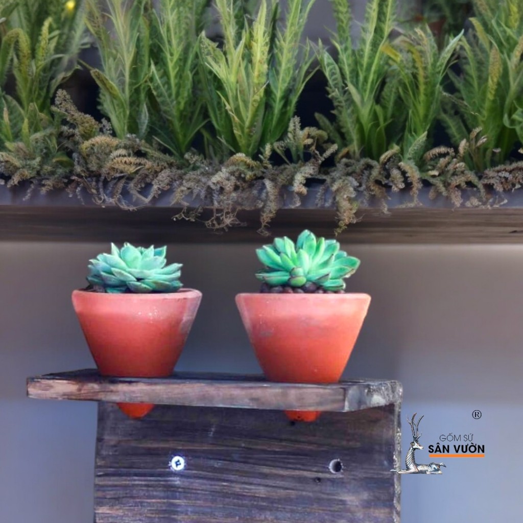 Chậu Treo Decor Gốm Đất Nung hình Bánh Ú ( Chóp Nón ) - Gốm Sứ Sân Vườn