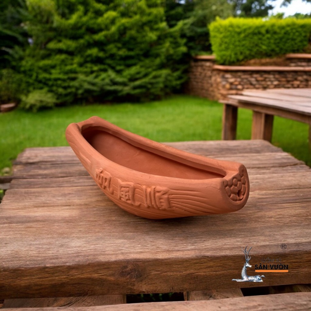 Chậu Gốm Đất Nung Hình Chiếc Thuyền Nhỏ - Gốm Sứ Sân Vườn