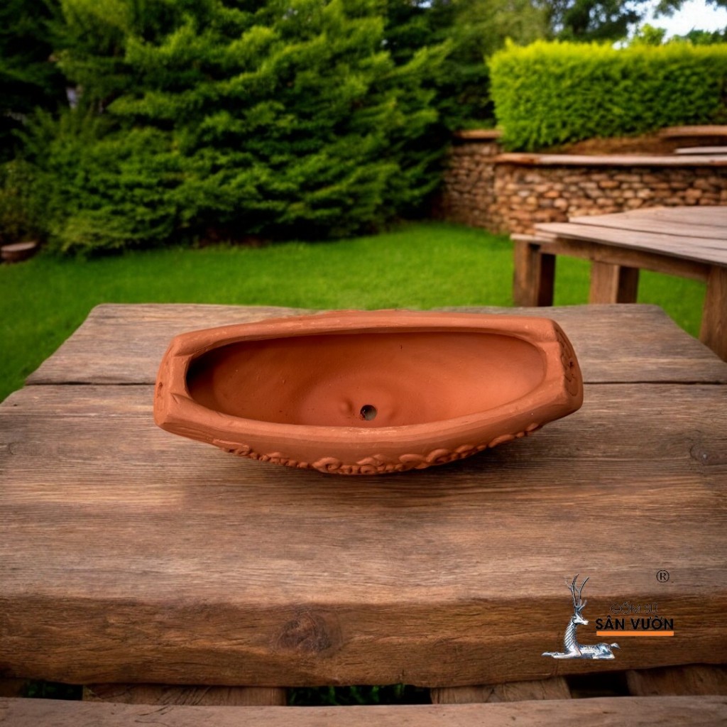 Chậu Gốm Đất Nung Hình Chiếc Thuyền Nhỏ - Gốm Sứ Sân Vườn