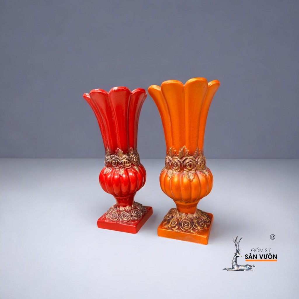 Bình Gốm Lọ Hoa Sơn Màu - Gốm Sứ Sân Vườn