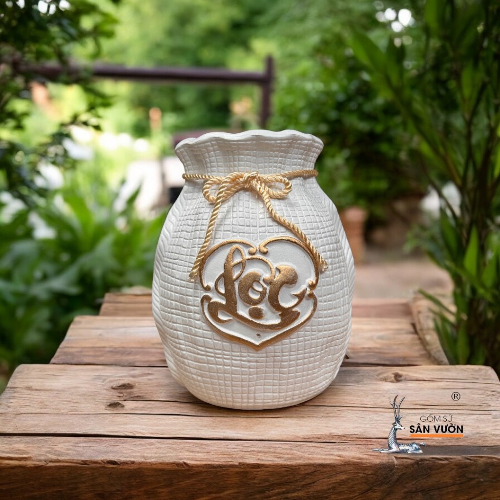 Bình Gốm Hình Túi Lộc Sơn Màu - Gốm Sứ Sân Vườn
