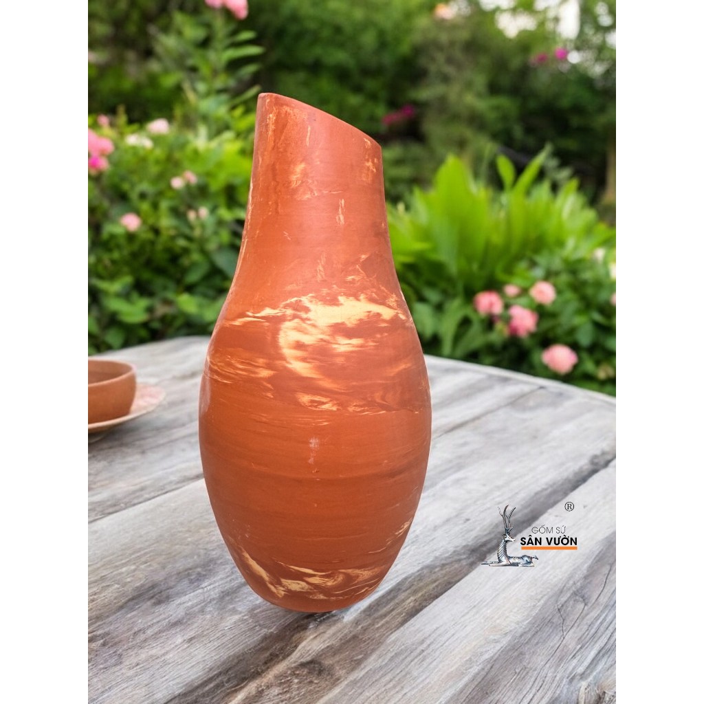 Bình Gốm Đất Nung Marble Cắm Hoa Khô - Gốm Sứ Sân Vườn