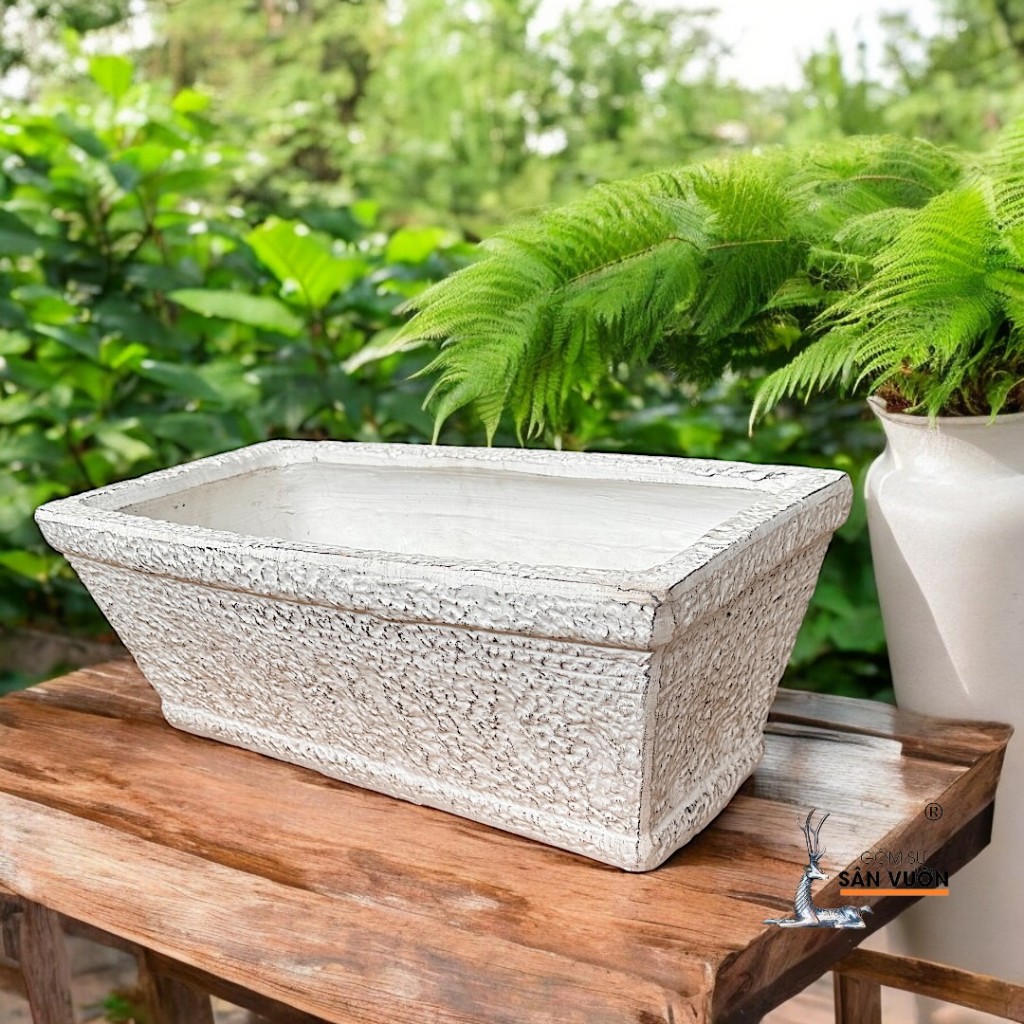 Chậu Gốm Đất Nung Dáng Chữ Nhật Lớn Trồng Cây Sân Thượng - Gốm Sứ Sân Vườn