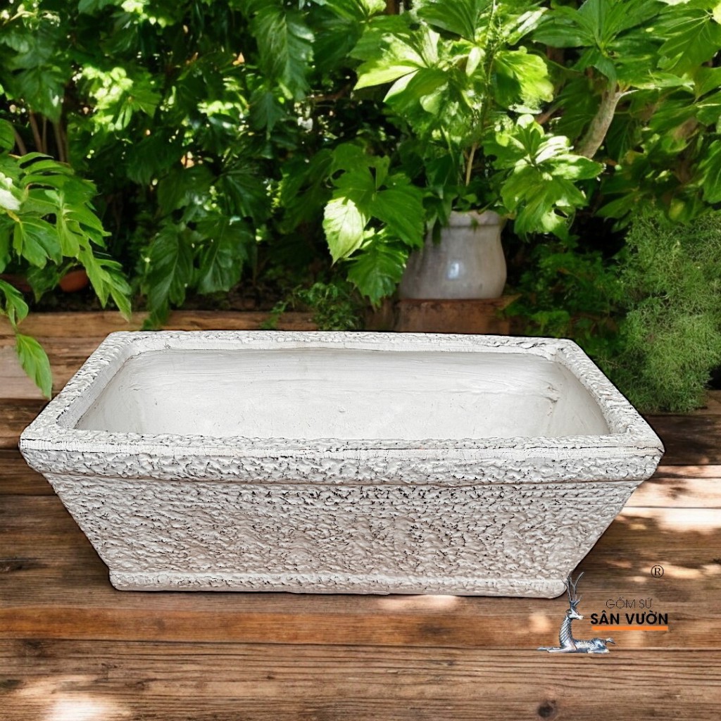 Chậu Gốm Đất Nung Dáng Chữ Nhật Lớn Trồng Cây Sân Thượng - Gốm Sứ Sân Vườn