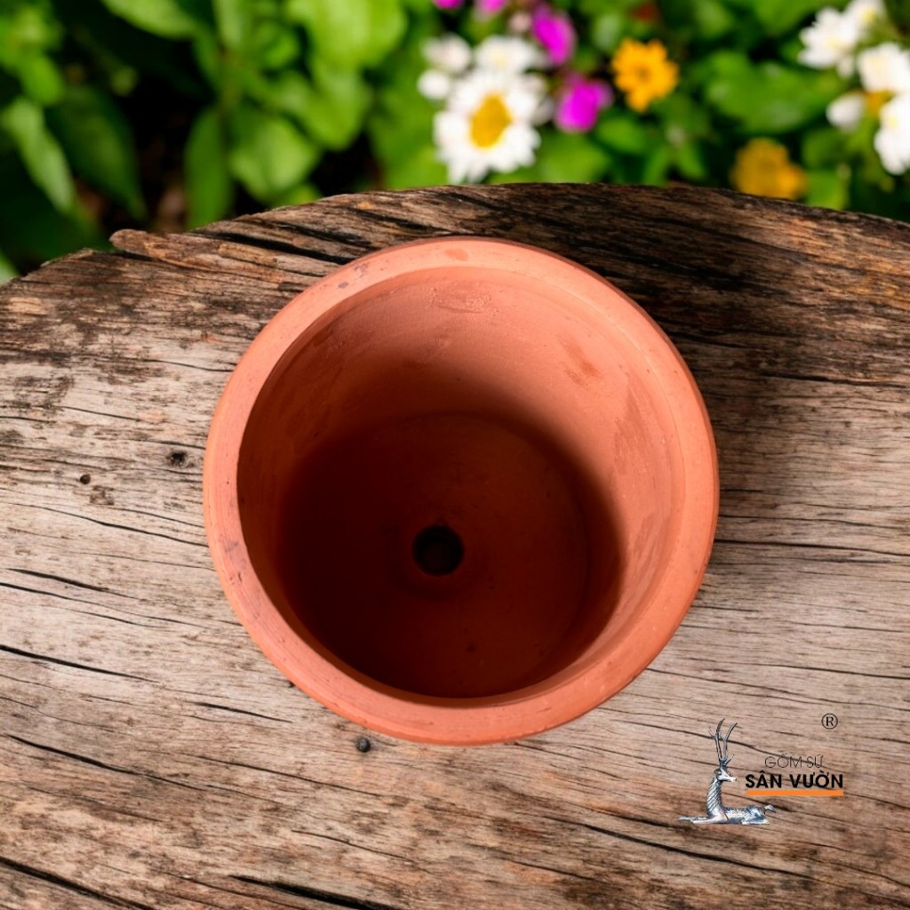 Combo Chậu Gốm Đất Nung Hình Trụ Tròn - Gốm Sứ Sân Vườn