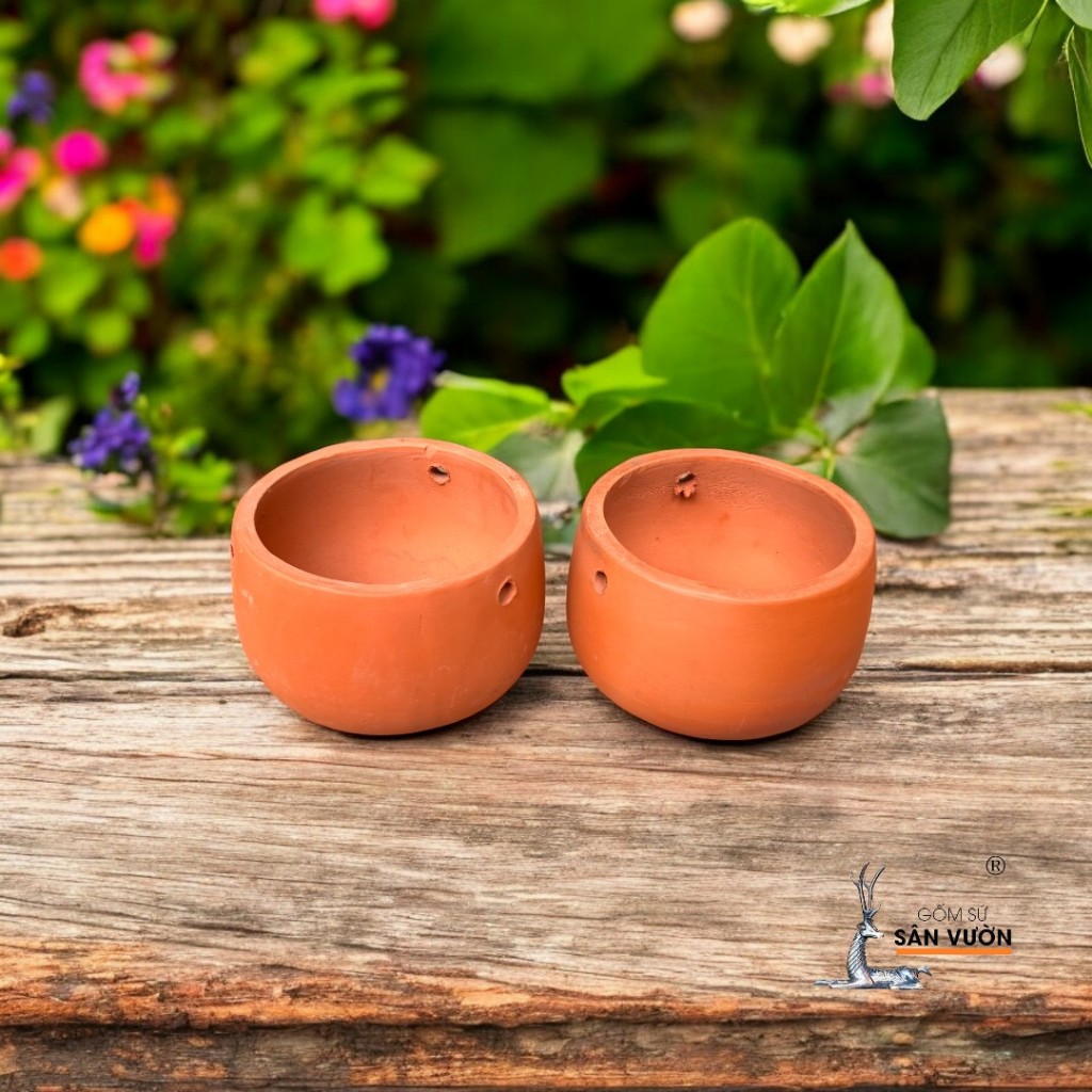 Chậu Treo Gốm Đất Nung Trơn - Gốm Sứ Sân Vườn