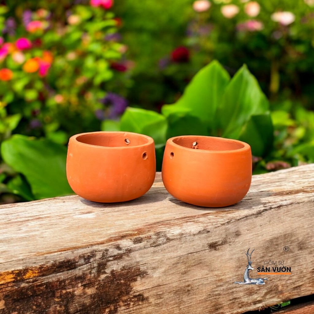 Chậu Treo Gốm Đất Nung Trơn - Gốm Sứ Sân Vườn