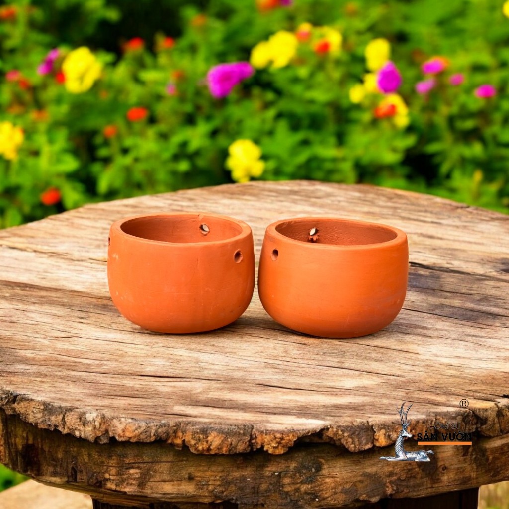 Chậu Treo Gốm Đất Nung Trơn - Gốm Sứ Sân Vườn