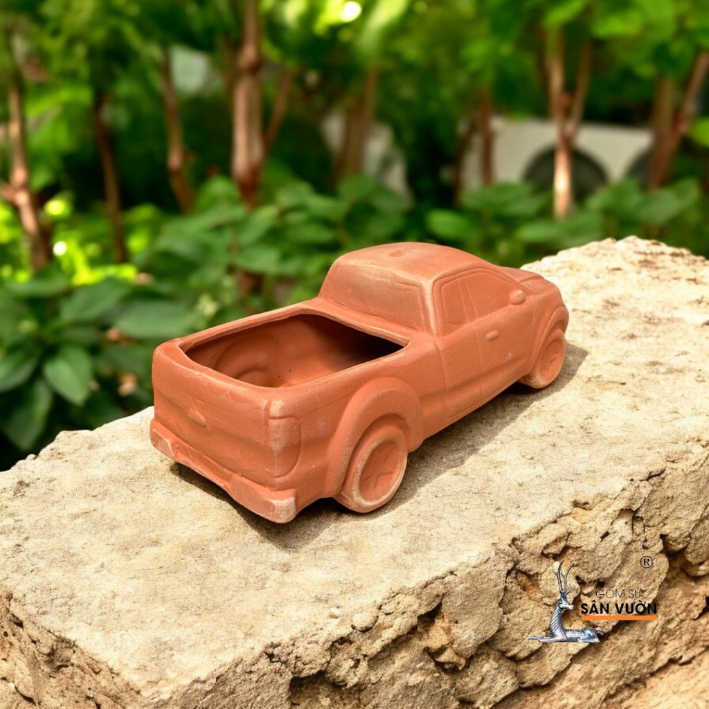Chậu Gốm Đất Nung Hình Xe Bán Tải - Gốm Sứ Sân Vườn - Chậu Decor Sân Vườn