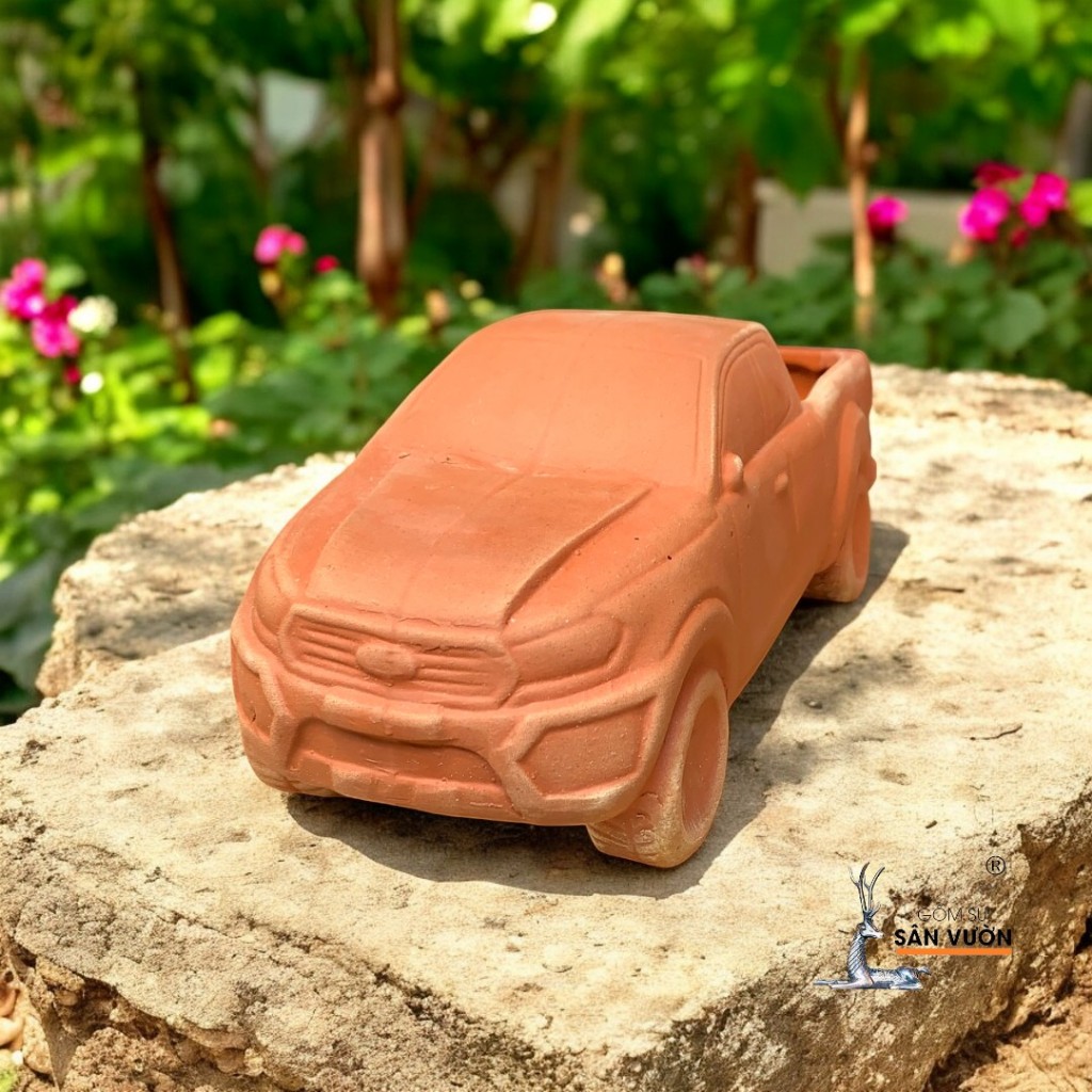 Chậu Gốm Đất Nung Hình Xe Bán Tải - Gốm Sứ Sân Vườn - Chậu Decor Sân Vườn
