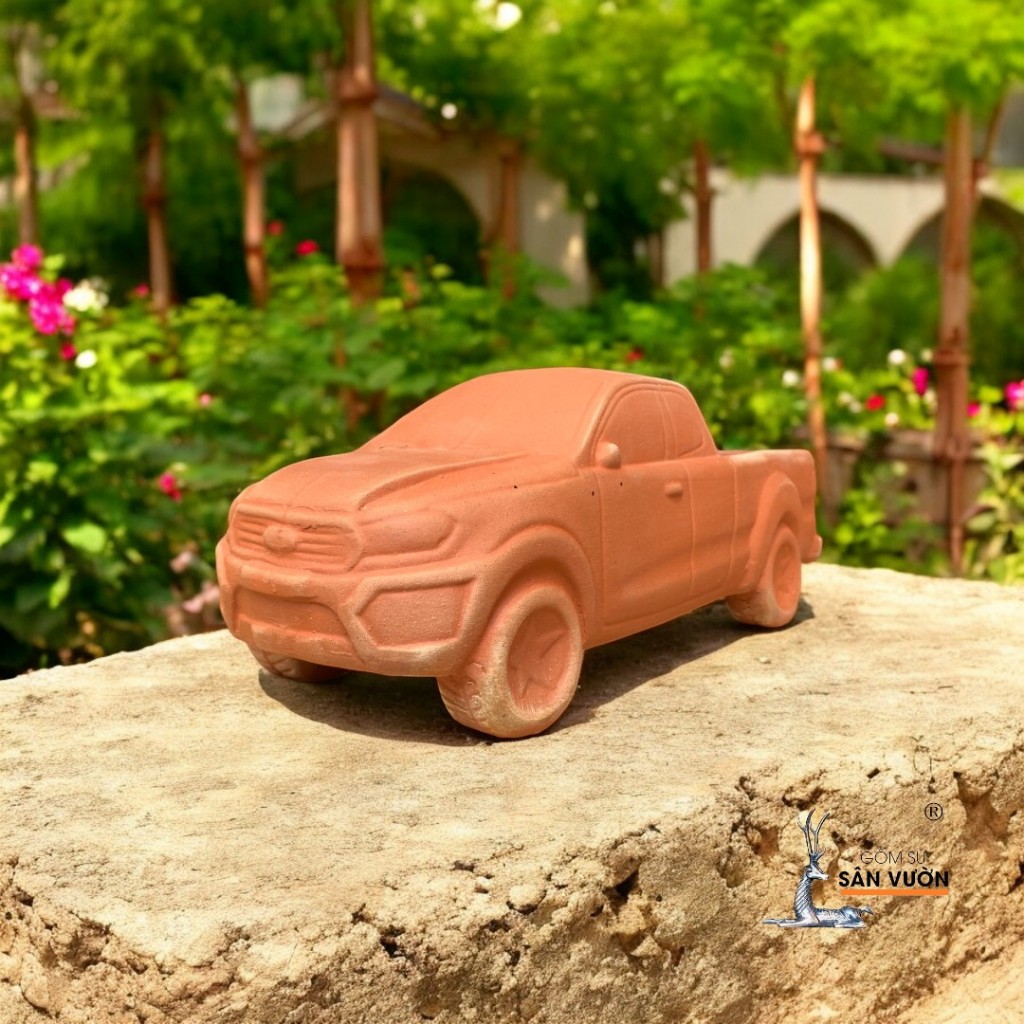 Chậu Gốm Đất Nung Hình Xe Bán Tải - Gốm Sứ Sân Vườn - Chậu Decor Sân Vườn