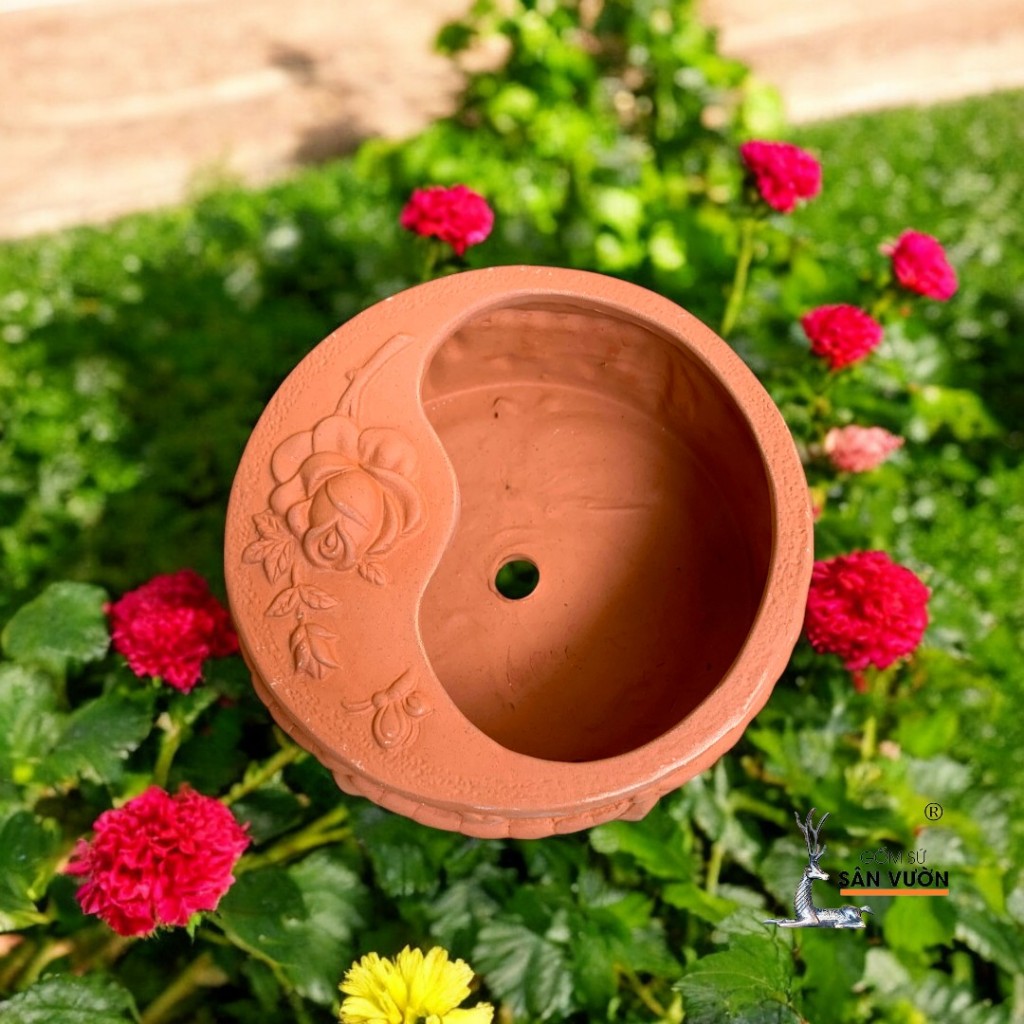Chậu Gốm Đất Nung Hình Bánh Kem - Gốm Sứ Sân Vườn - Chậu Trồng Sen Đá, Xương Rồng Mini