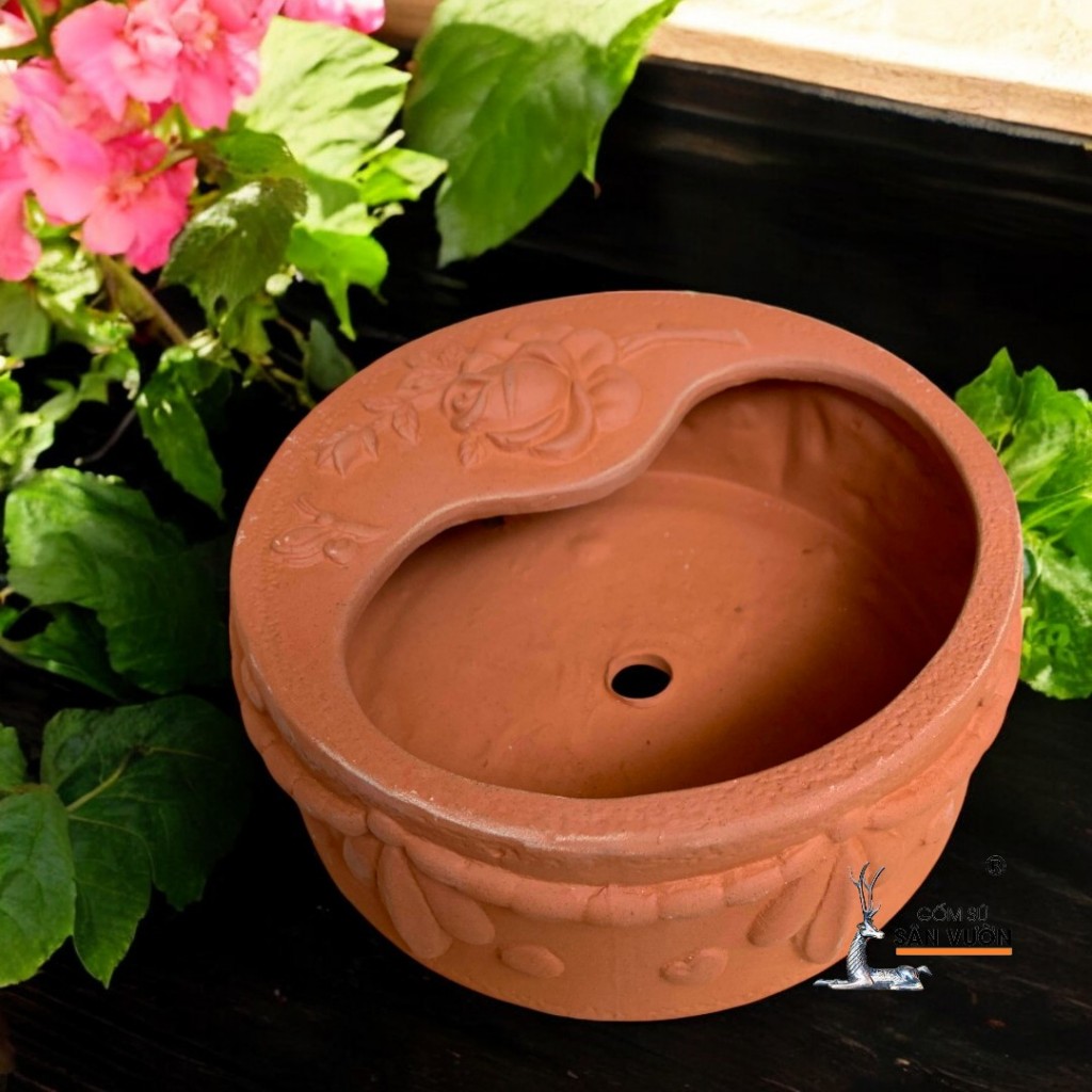 Chậu Gốm Đất Nung Hình Bánh Kem - Gốm Sứ Sân Vườn - Chậu Trồng Sen Đá, Xương Rồng Mini
