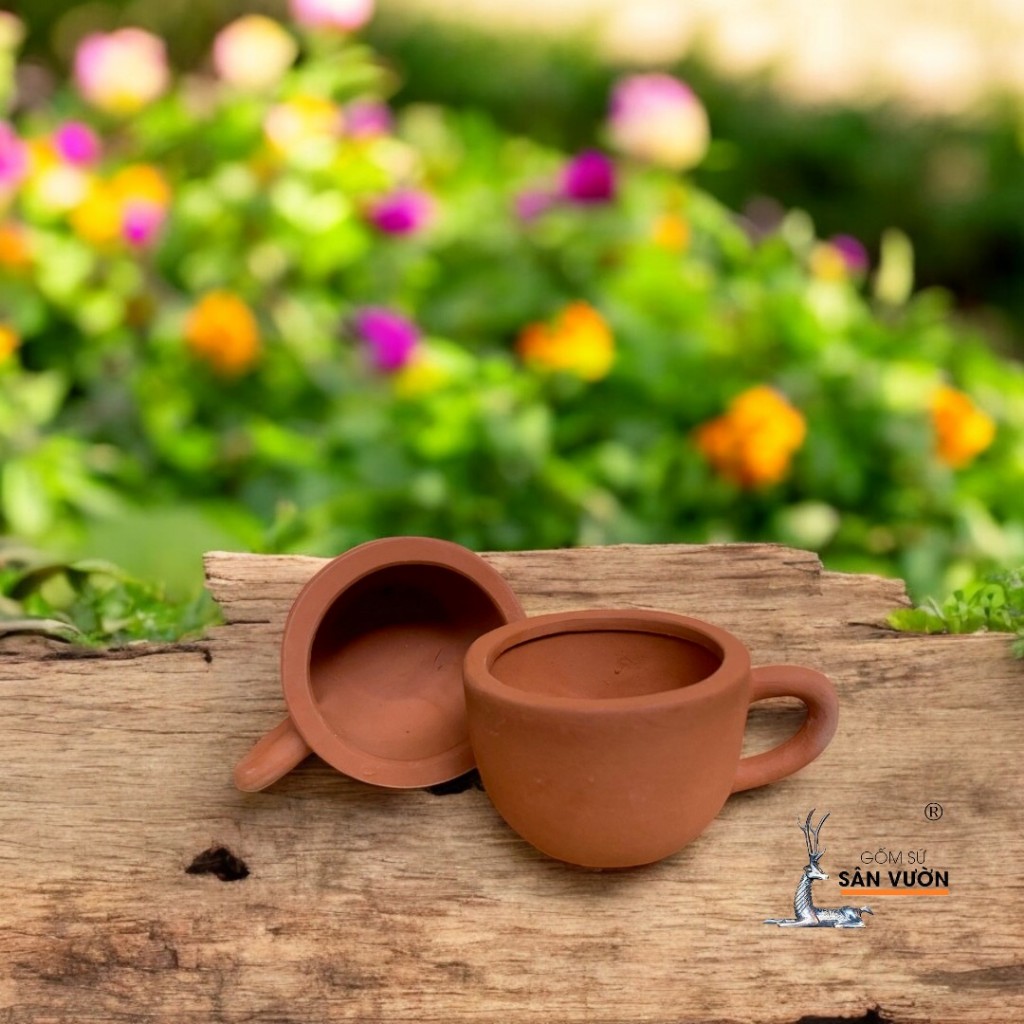 Chậu Gốm Đất Nung Hình Tách Có Quai - Gốm Sứ Sân Vườn - Chậu Trồng Sen Đá, Xương Rồng Mini Độc Lạ