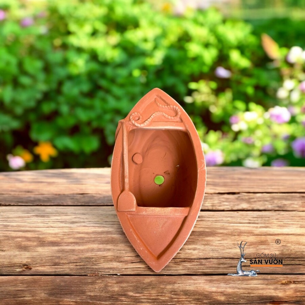 Chậu Gốm Đất Nung Hình Chiếc Thuyền - Gốm Sứ Sân Vườn