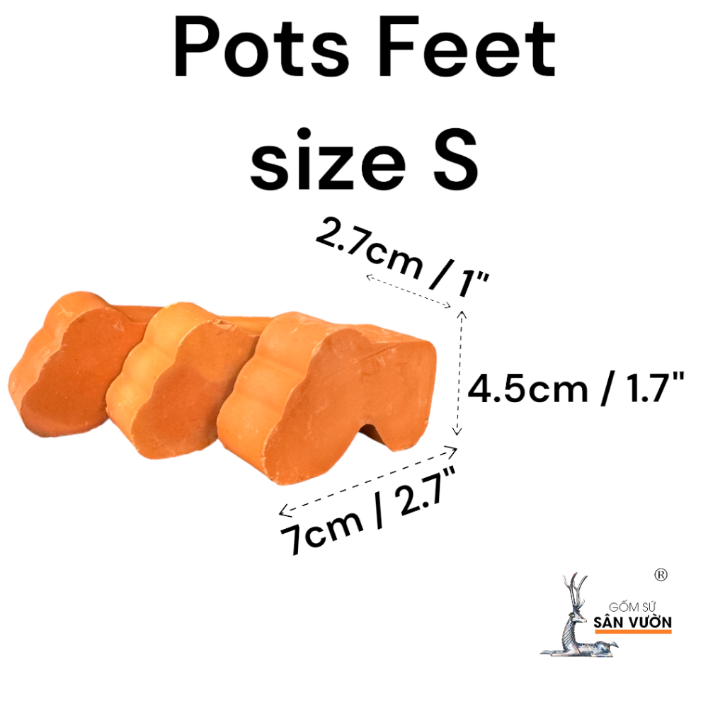 Bộ 3 Viên Kê Chậu Trồng Cây Bằng Gốm Đất Nung - Terracotta Pot Feet - Gốm Sứ Sân Vườn