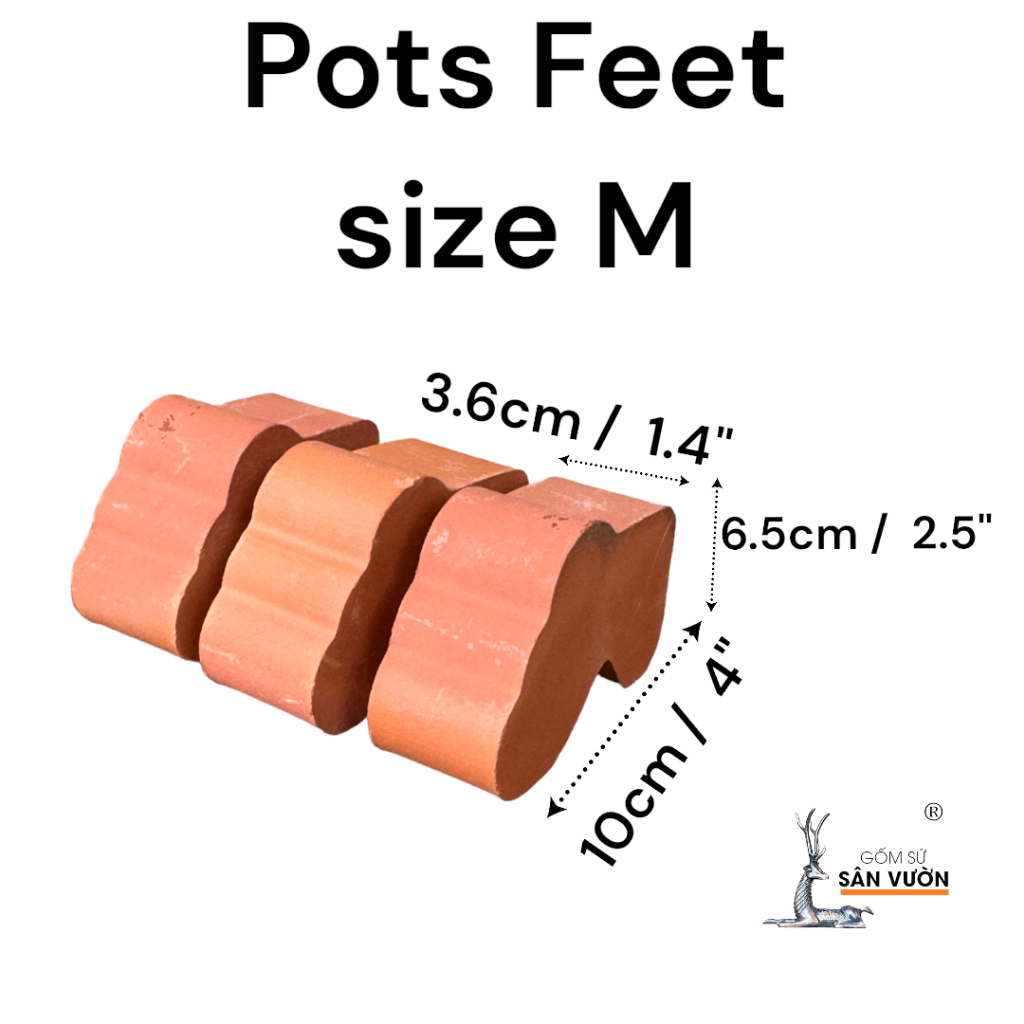 Bộ 3 Viên Kê Chậu Trồng Cây Bằng Gốm Đất Nung - Terracotta Pot Feet - Gốm Sứ Sân Vườn