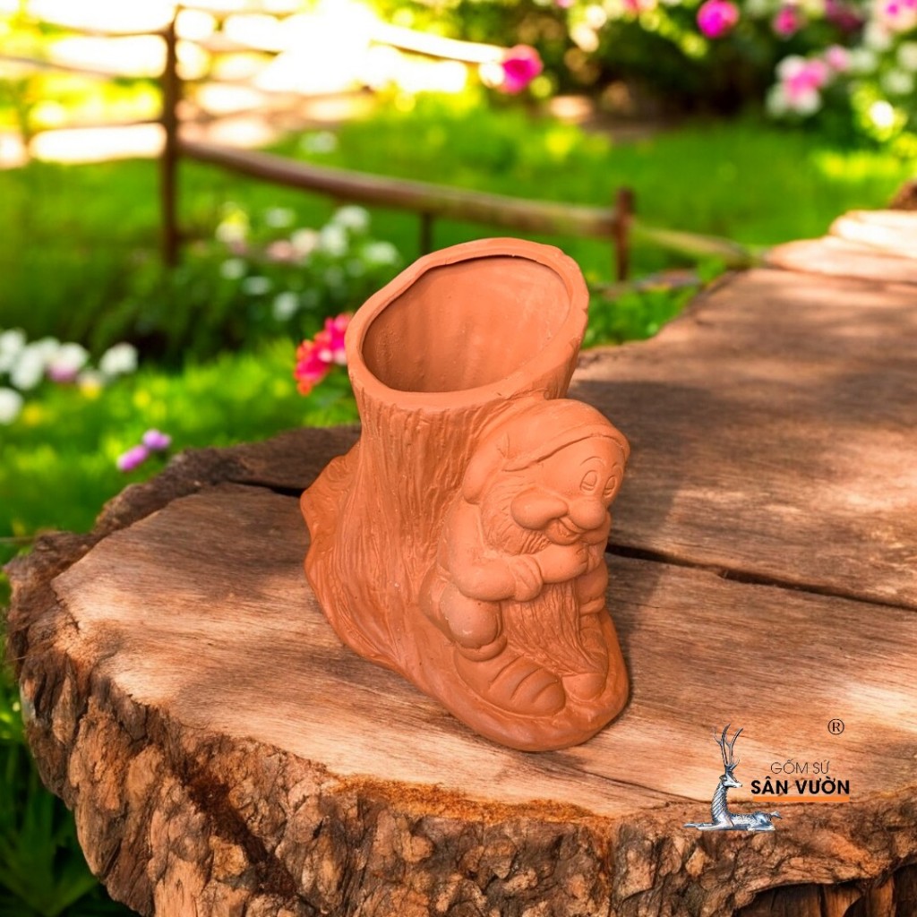 Chậu Gốm Đất Nung Hình Bạch Tuyết Và Bảy Chú Lùn ( Lẻ ) - Gốm Sứ Sân Vườn - Chậu Decor Sân Vườn