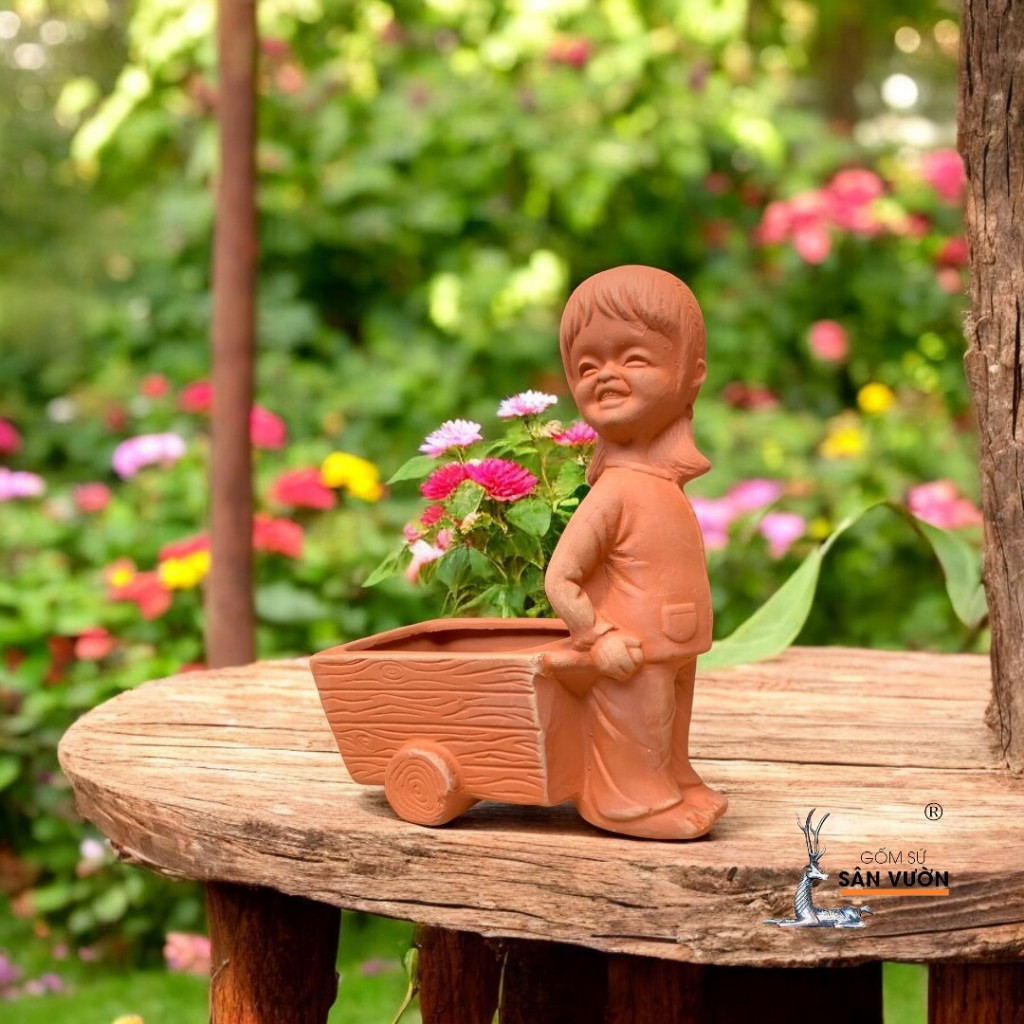Chậu Gốm Đất Nung Hình Bạch Tuyết Và Bảy Chú Lùn ( Lẻ ) - Gốm Sứ Sân Vườn - Chậu Decor Sân Vườn