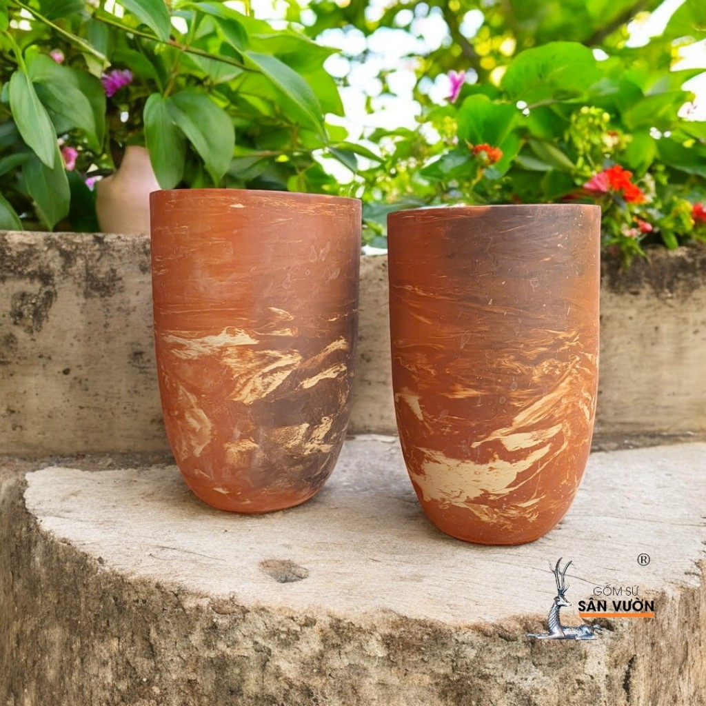 Chậu Đất Nung Size To Dáng Vót Loang Trồng Kiểng Lá - Gốm Sứ Sân Vườn