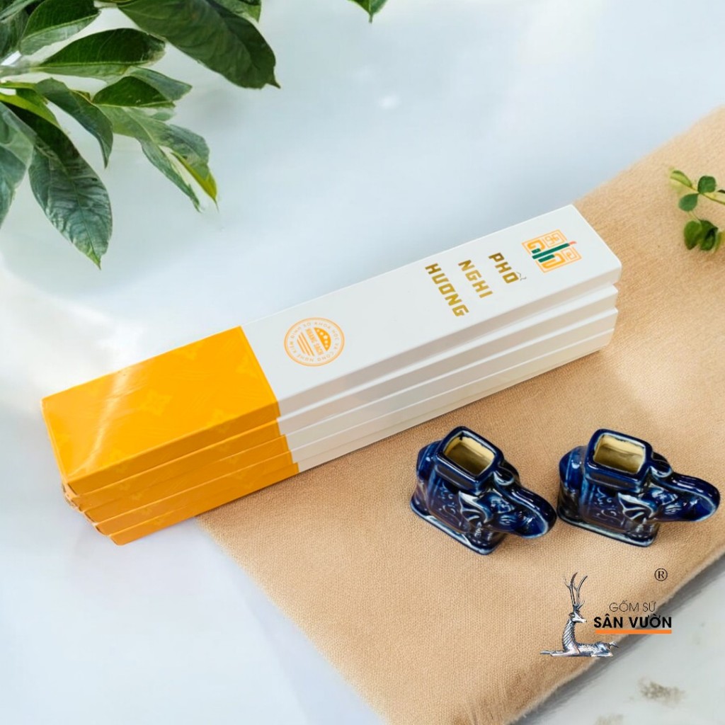 Combo Đế Gốm Cắm Nhang Và Nhang Thiền Thảo Mộc - Gốm Sứ Sân Vườn