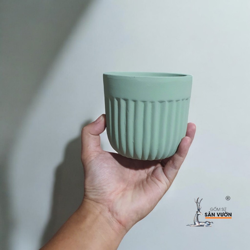 Combo Đĩa Lót Và Chậu Gốm Đất Nung Hình Trái Khế Sơn Màu Pastel - Gốm Sứ Sân Vườn