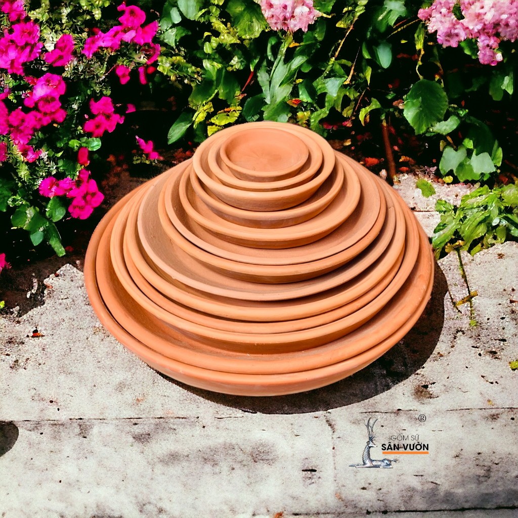 Đĩa Lót Chậu Gốm Đất Nung Nhiều Size ( Từ 18 - 32cm ) - Gốm Sứ Sân Vườn