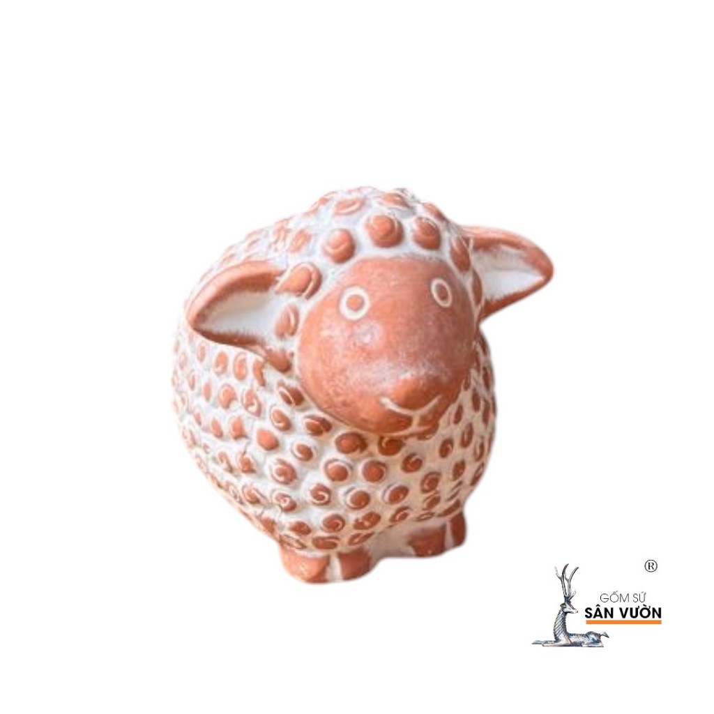 Tượng Gốm Đất Nung Hình Con Cừu ( Size Lớn ) - Gốm Sứ Sân Vườn - Tượng Decor Sân Vườn