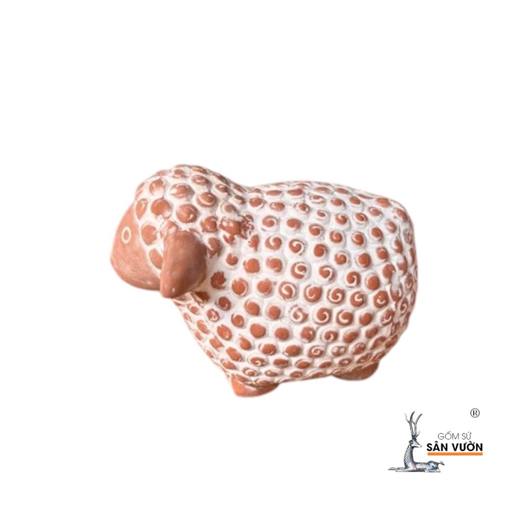 Tượng Gốm Đất Nung Hình Con Cừu ( Size Lớn ) - Gốm Sứ Sân Vườn - Tượng Decor Sân Vườn