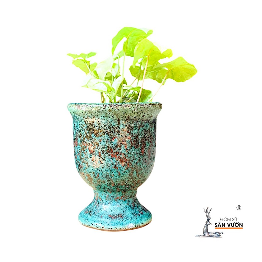 Chậu Gốm Cúp Men Sôi Trồng Sen Đá Xương Rồng - Gốm Sứ Sân Vườn