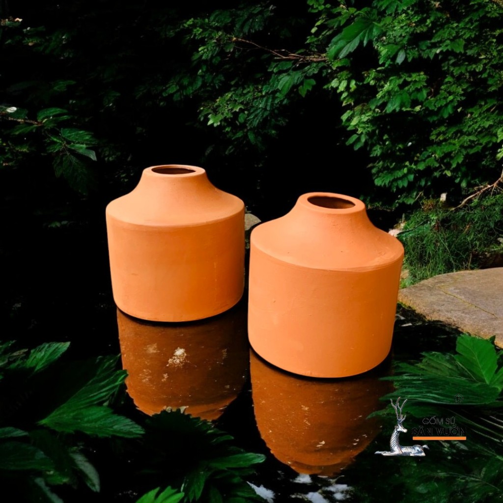 Bình Gốm Đất Nung Miệng Nhỏ Trồng Hoa Khô - Gốm Sứ Sân Vườn