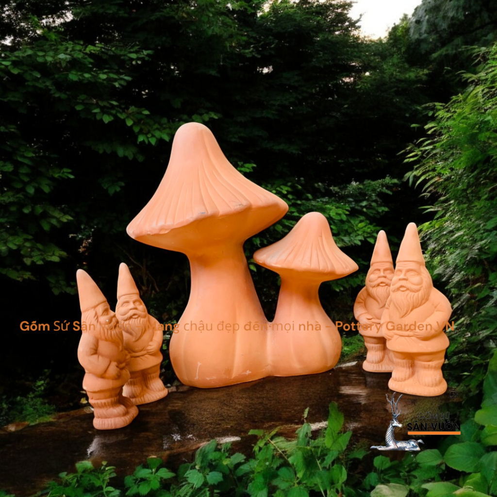 Tượng Gốm Đất Nung Hình Ông Già Noel - Gốm Sứ Sân Vườn