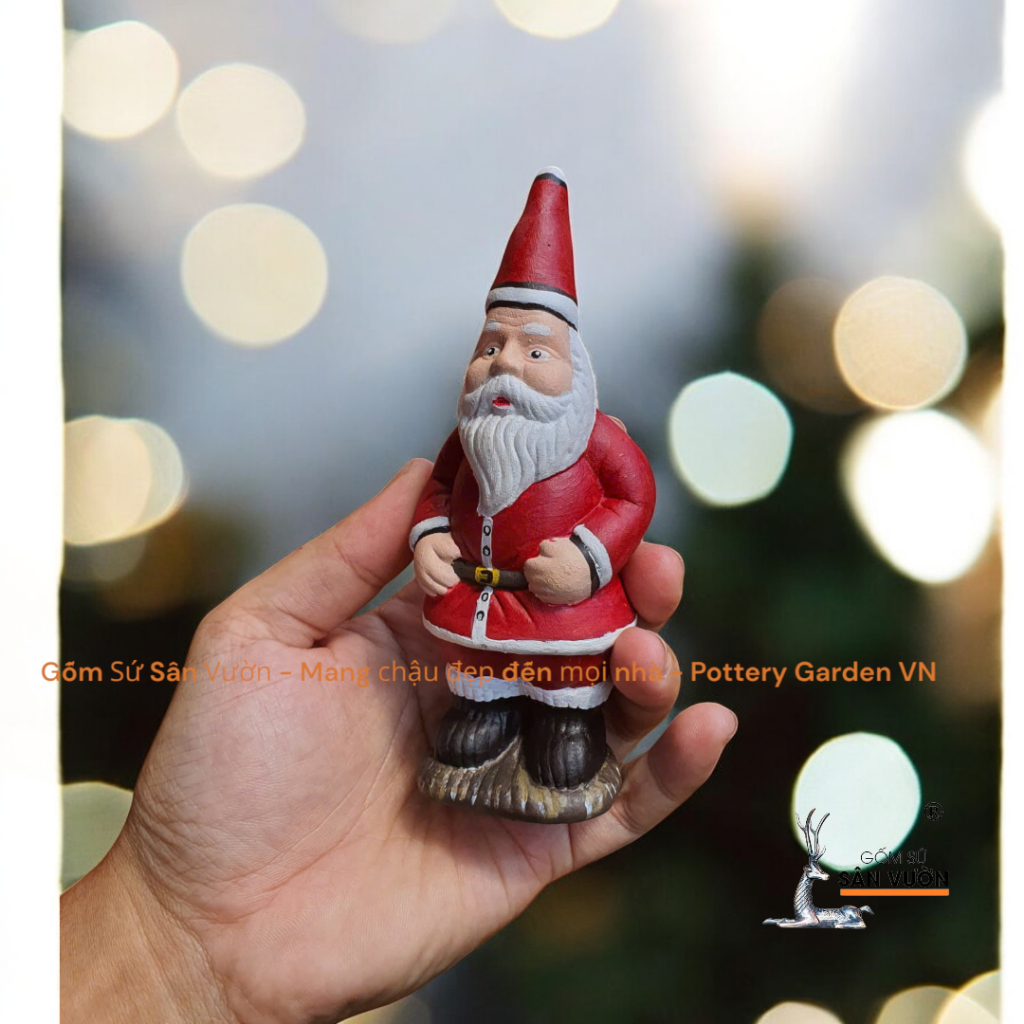 Tượng Gốm Đất Nung Hình Ông Già Noel - Gốm Sứ Sân Vườn
