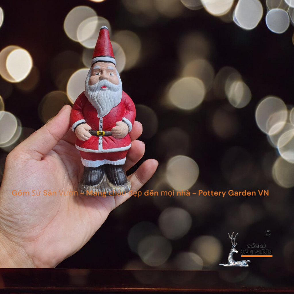 Tượng Gốm Đất Nung Hình Ông Già Noel - Gốm Sứ Sân Vườn
