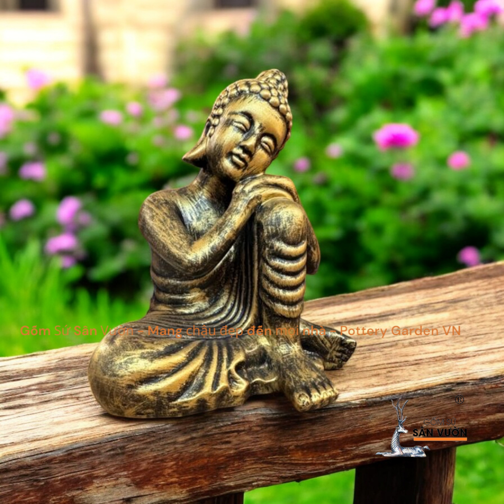 Tượng Gốm Đất Nung Hình Phật Ngồi Bó Gối - Gốm Sứ Sân Vườn