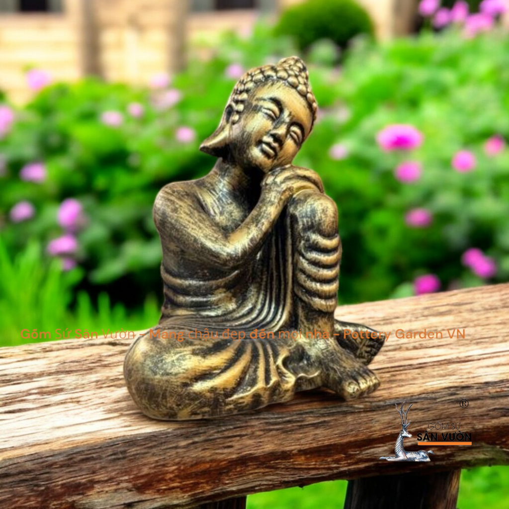 Tượng Gốm Đất Nung Hình Phật Ngồi Khoanh Chân - Gốm Sứ Sân Vườn