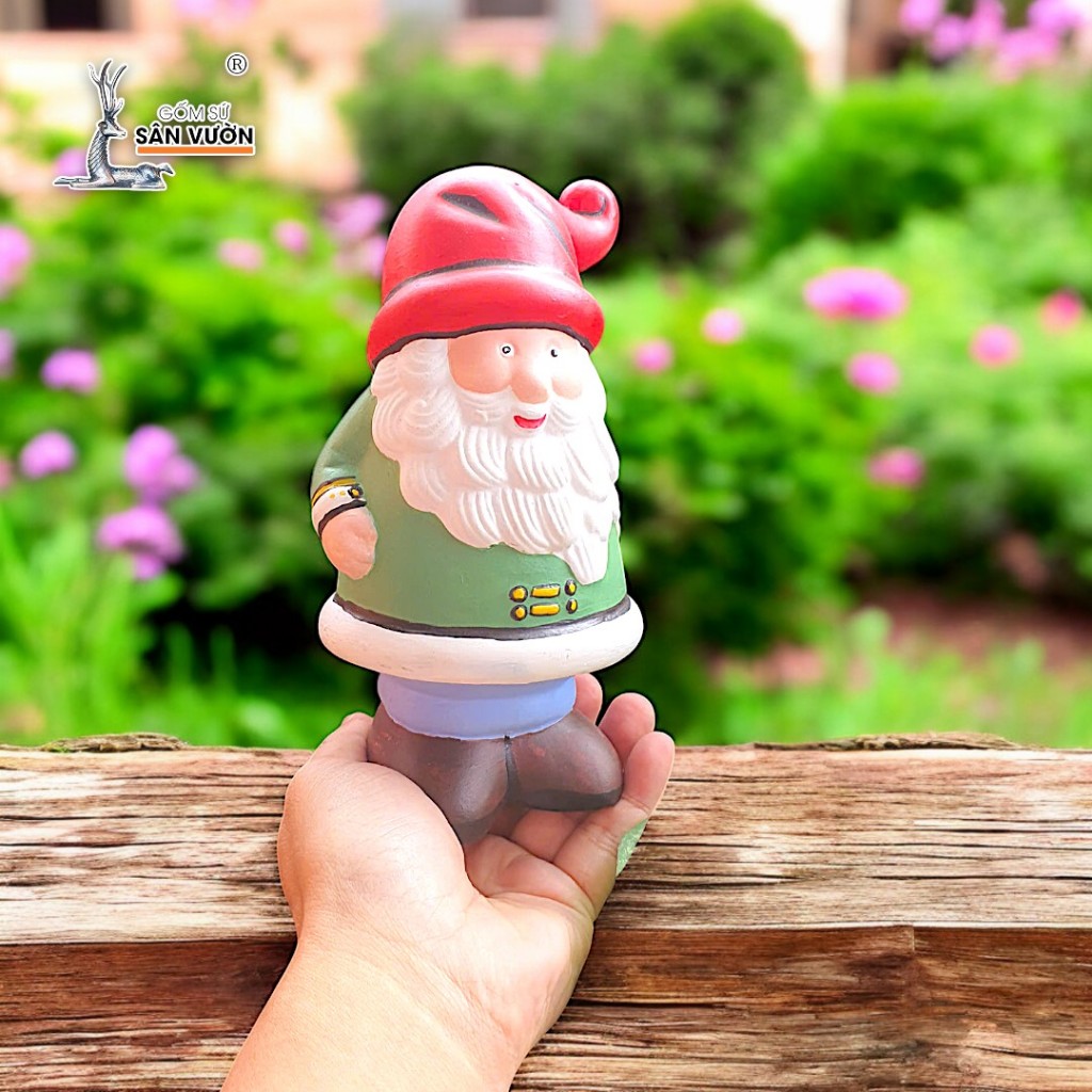Tượng Gốm Đất Nung Hình Thần Lùn Giữ Vườn Gnome - Gốm Sứ Sân Vườn