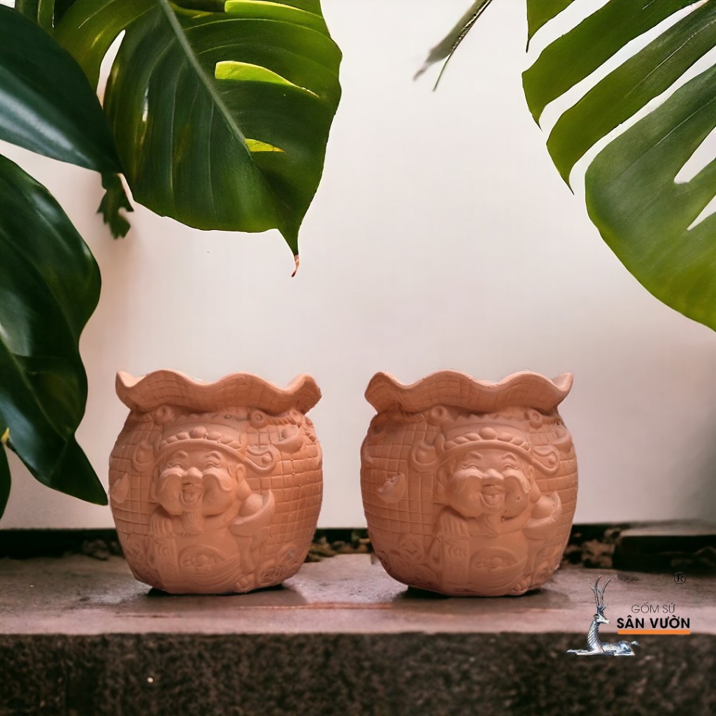 Chậu Gốm Đất Nung Hình Thần Tài - Gốm Sứ Sân Vườn