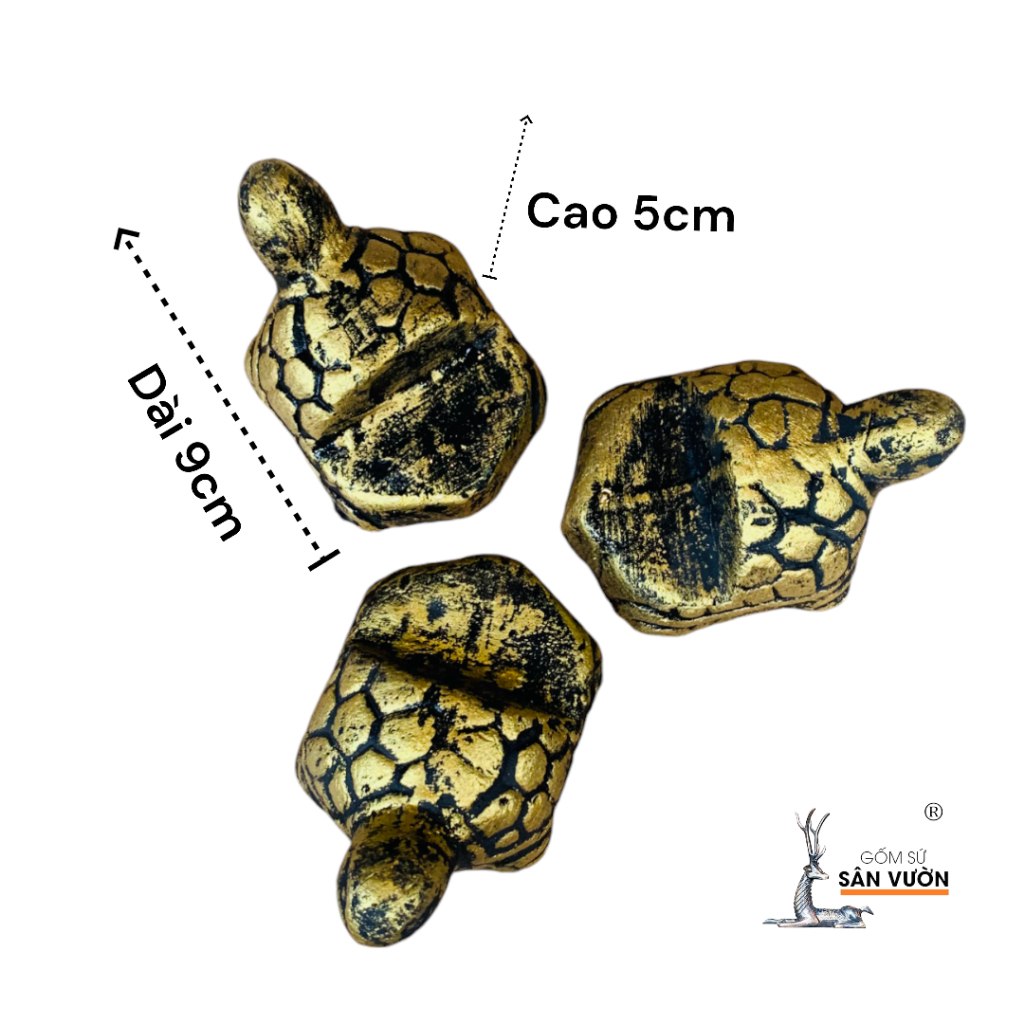 Bộ 3 Viên Kê Chậu Gốm Đất Nung Hình Rùa - Gốm Sứ Sân Vườn