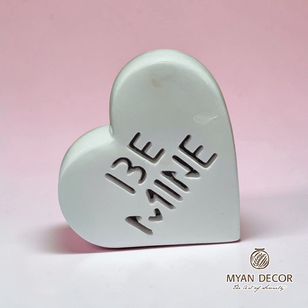 Đèn Ngủ Gốm Hình Trái Tim Ánh Đèn Vàng Ấm Áp - Gốm Sứ Sân Vườn