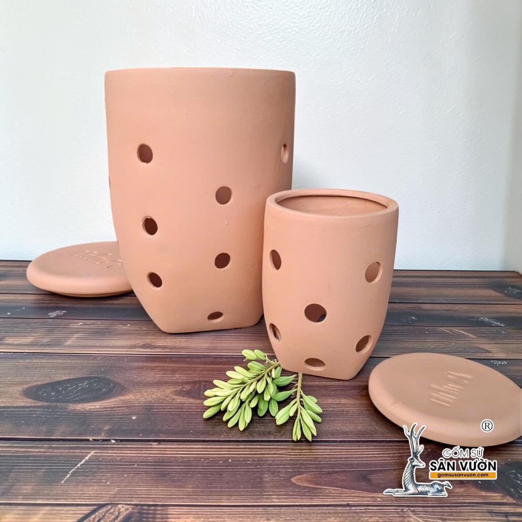 Bình Gốm Ủ Phân Hữu Cơ Có Nắp Đậy - Gốm Sứ Sân Vườn