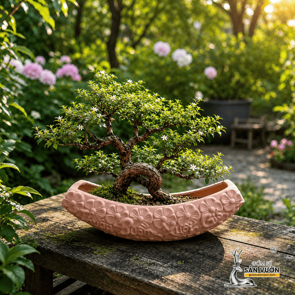 Chậu Gốm Đất Nung Thuyền Hoa Thuận Buồm Xuôi Gió - Gốm Sứ Sân Vườn