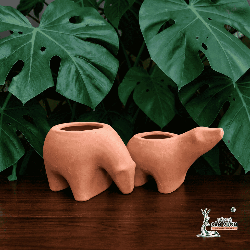 Chậu Gốm Đât Nung Hình Thú Ăn Kiến - Gốm Sứ Sân Vườn