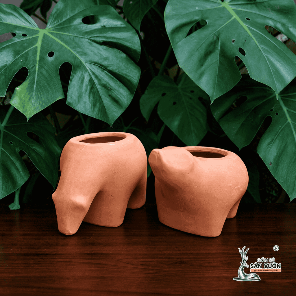 Chậu Gốm Đât Nung Hình Thú Ăn Kiến - Gốm Sứ Sân Vườn