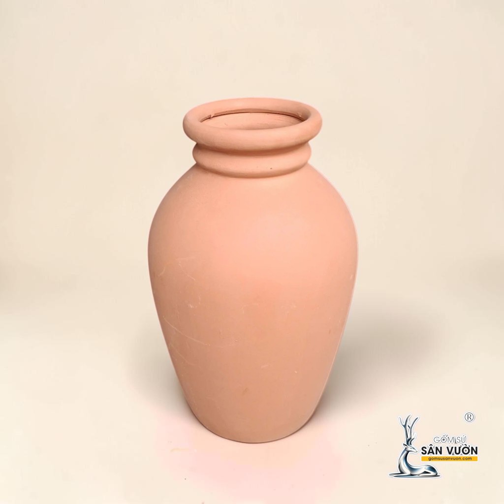 Bình Gốm Bầu Miệng Loe - Cao 27cm x Miệng 8cm - Gốm Sứ Sân Vườn